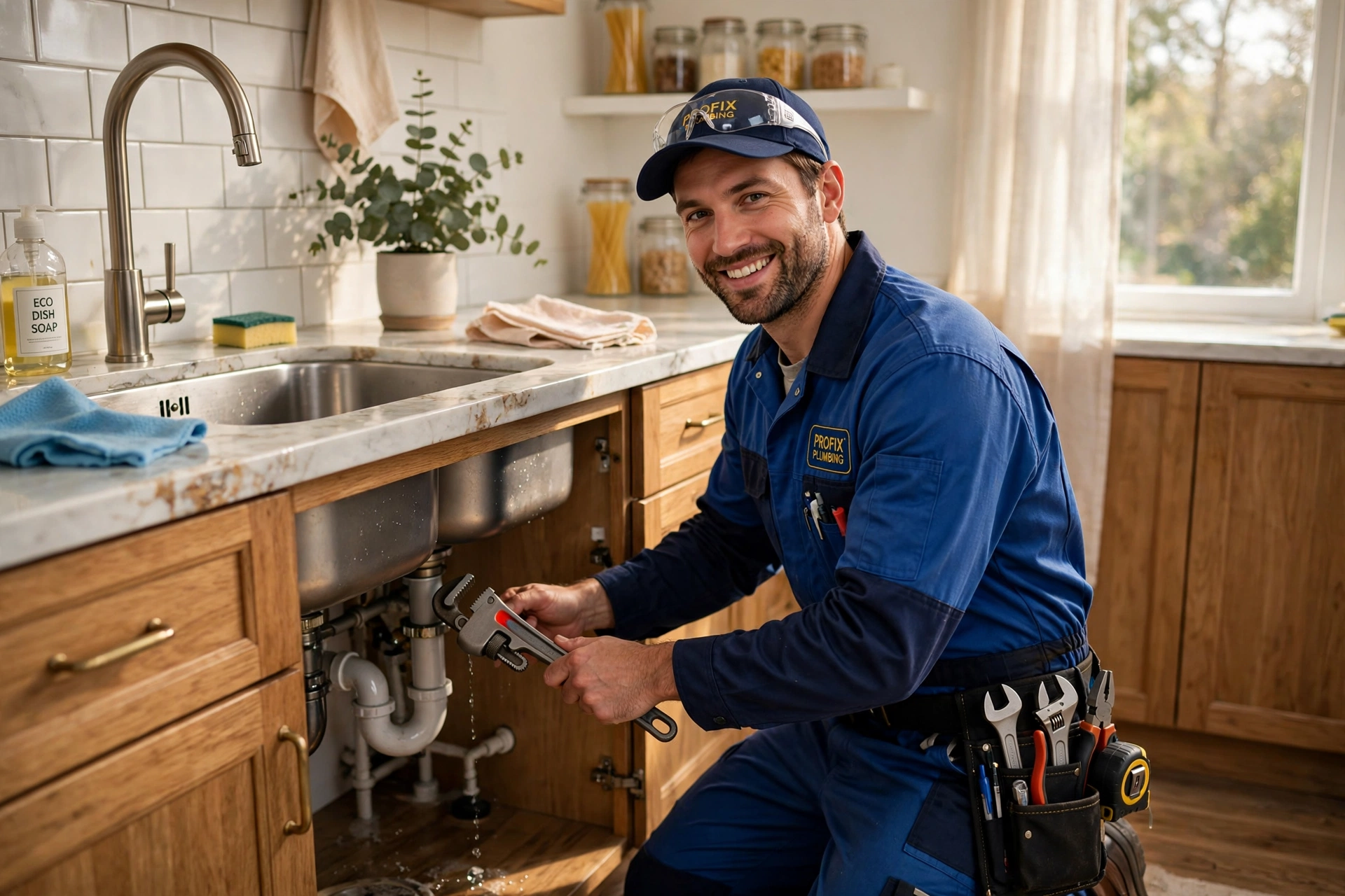 Tradesperson at work in a home
