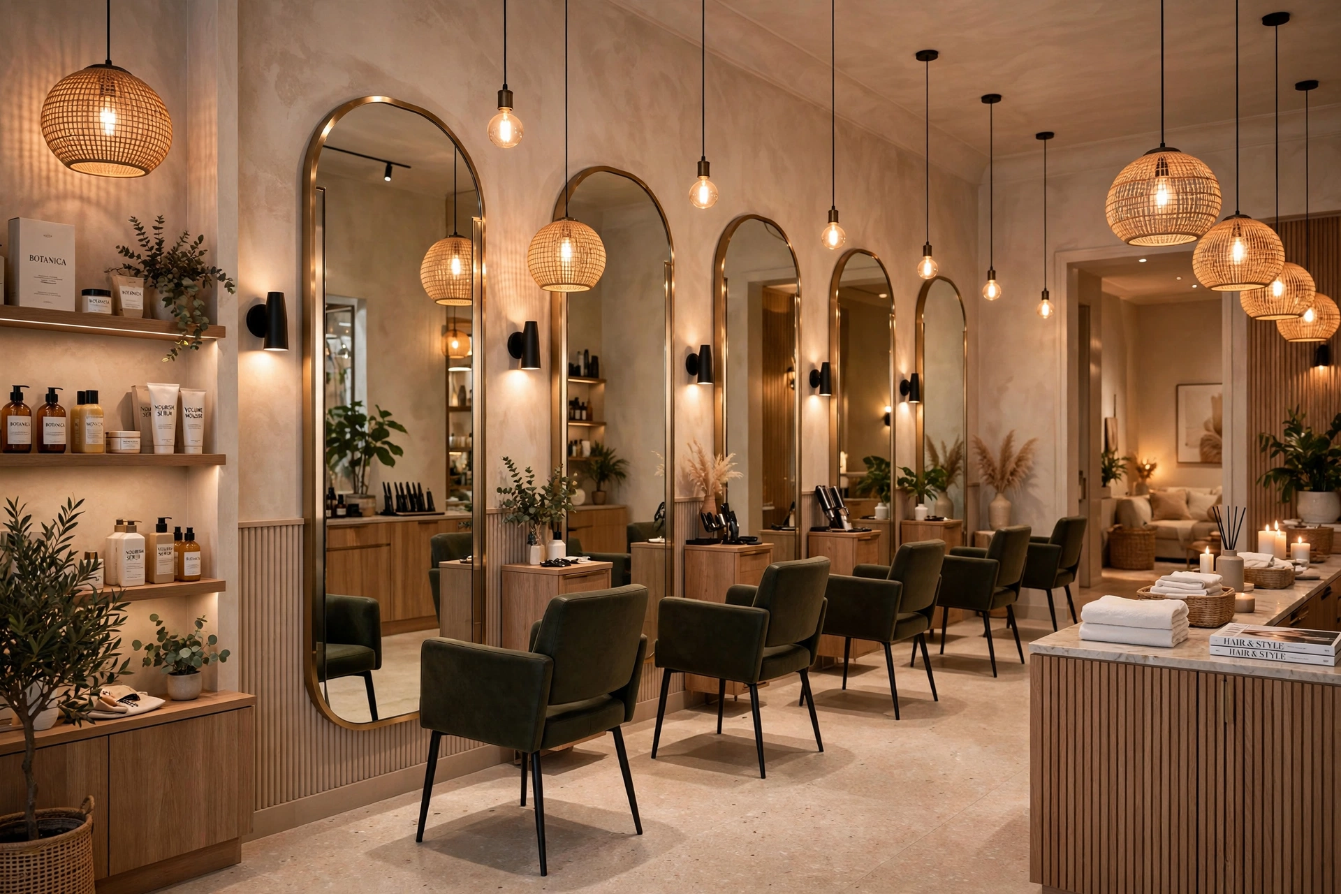 Elegant hair salon interior